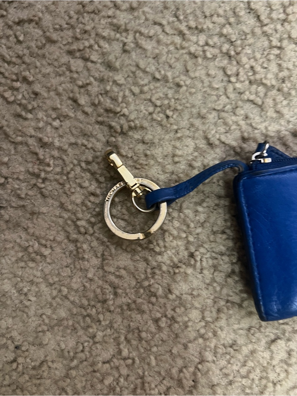 Michael Kors Cobalt Blue Leather MK Logo Coin Pouch Keyring - Picture 5 of 10